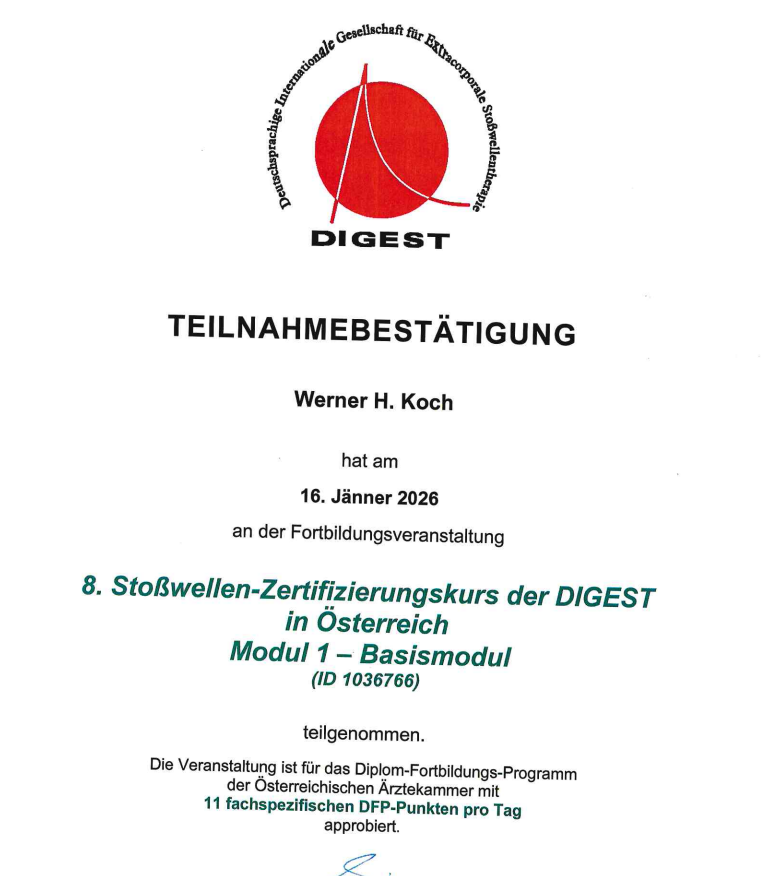Zertifikat für Werner H. Koch